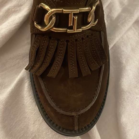 Tod’s Women's Dark Brown Scarpa Donna Suede Stivaletto Combat Boots Size 35 - Picture 7 of 10